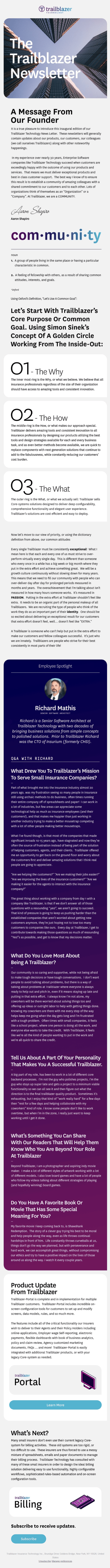 Welcome To The Trailblazer Newsletter 